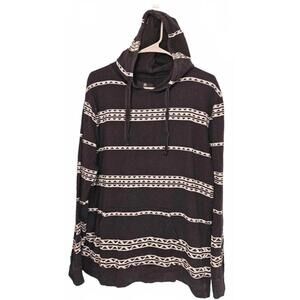 Shouthouse Mens Black and White Geometric Patterned Sweatshirt Hoodie Size Large